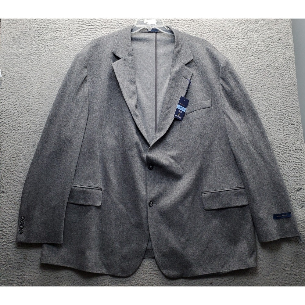 Stafford Blazer Jacket Mens 56 Long Gray Herringbone Seasonal Textures Stretch